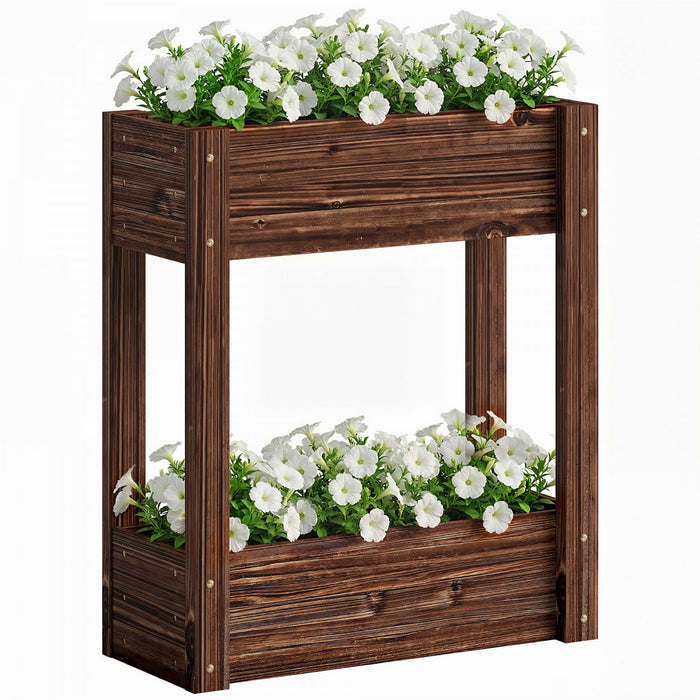 Outsunny 3-Tier Wooden Raised Garden Bed with Legs, 23.6\" x 9.8\" x 47.2\"