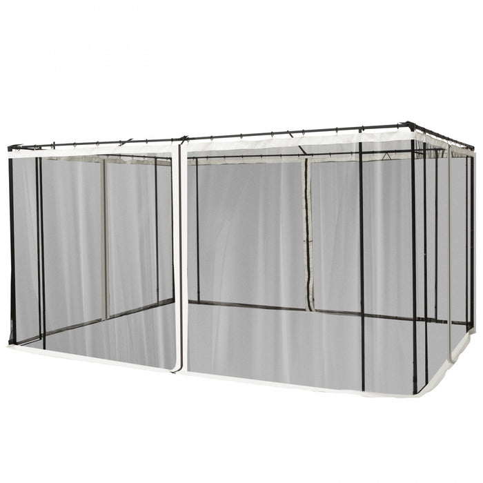 Outsunny Replacement Mosquito Netting For Gazebo 10' X 13' Black Screen Walls For Canopy With Zippers For Parties And Outdoor Activities - Cream White