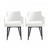 Tremont Modern Vegan Leather Metal Armchair in White - Set of 2