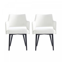 Tremont Modern Vegan Leather Metal Armchair in White - Set of 2