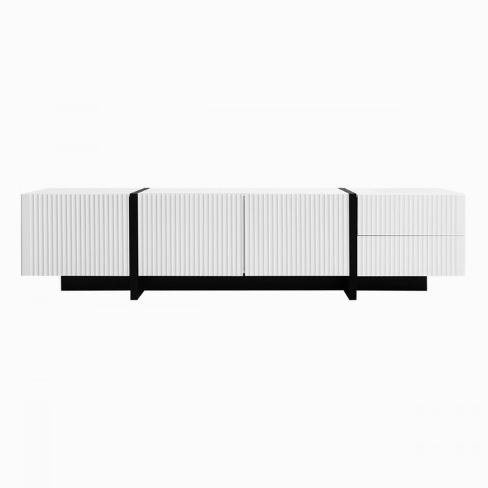 Emily 74.7\" Large Storage TV Cabinet with Doors and Drawers,Black Tv Stand