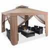 Costway 10'x 10'2-tier Canopy Gazebo Tent Outdoor Netting Picnic Party Sun Shade