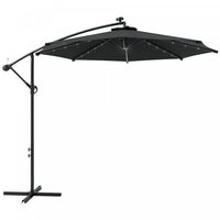 Outsunny 10ft Outdoor Cantilever Umbrella With Solar Lights Black