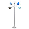 Skye 5 Light Adjustable Gooseneck Floor Lamp, Multi Blues, White, & Silver, 67\"H