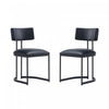 Juno Contemporary Modern Vegan Leather Metal Side Chair in Black - Set of 2 | Chaise laterale contemporaine moderne Juno en cuir vegetalien et metal noir - Lot de 2