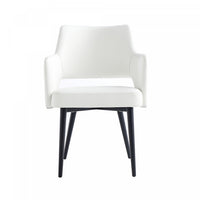 Tremont Modern Metal Vegan Leather Armchair in White 