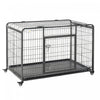 Pawhut Folding Heavy Duty Dog Crate Heavy Duty Cage For Extra Large Sized Dogs With Double Doors, Lockable Wheels Tray, 49\" X 30\" X 32\"