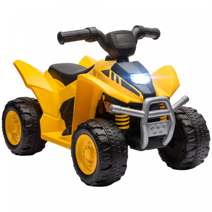 Qaba Licensed Kids Atv, 6v Electric Powered Ride-On Car For Kids Battery Powered With Horn, Button Start, Led Headlights, For 18-36 Months, Yellow