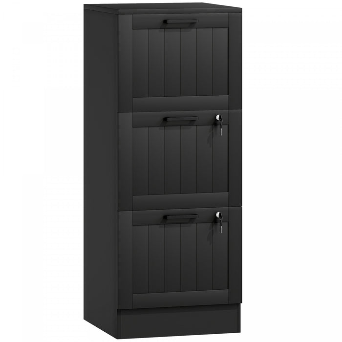 HOMCOM 3 Drawer File Cabinet with Lock Filing Cabinet for A4 Letter Black