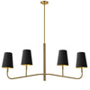 Dainolite Eleanor 4 Light Horizontal Chandelier Aged Brass Black/Gold Shades Lamp