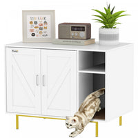 Pawhut Cat Litter Box Enclosure, Litter Box Furniture With Scratching Pad, 2-door Storage Cabinet, Indoor Cat House For Living Room, Bedroom, 31.5