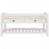 Stephanie Pine Wood Shoe Rack Bench With Cushioned Seat With Storage Drawers - White