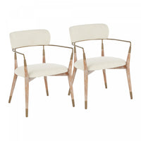 LumiSource Savannah Cream Fabric Contemporary Dining Chair - Set of 2