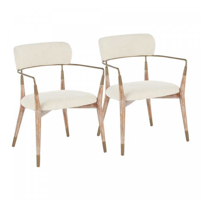 LumiSource Savannah Cream Fabric Contemporary Dining Chair - Set of 2