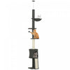 PawHut Floor to Ceiling Cat Tree, 5-Tier Cat Tower Adjustable Height 87\"-94.5\" with Sisal Scratching Post, Condo, Hammock, Ramp, Climbing Activity Center for Indoor, Dark Grey