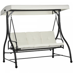 Outsunny 3 Seater Patio Swing Chair With Canopy Convertible Porch Swing Bed