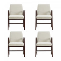 Stella Modern Velvet Wood Armchair in Cream - Set of 4