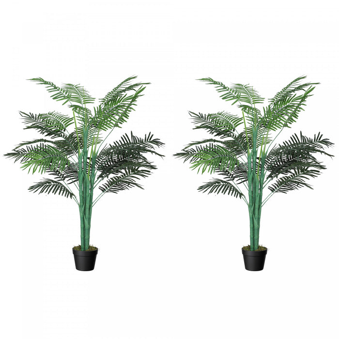 Outsunny 5FT Artificial Tropical Palm Tree Faux Plant with Lifelike Leaves
