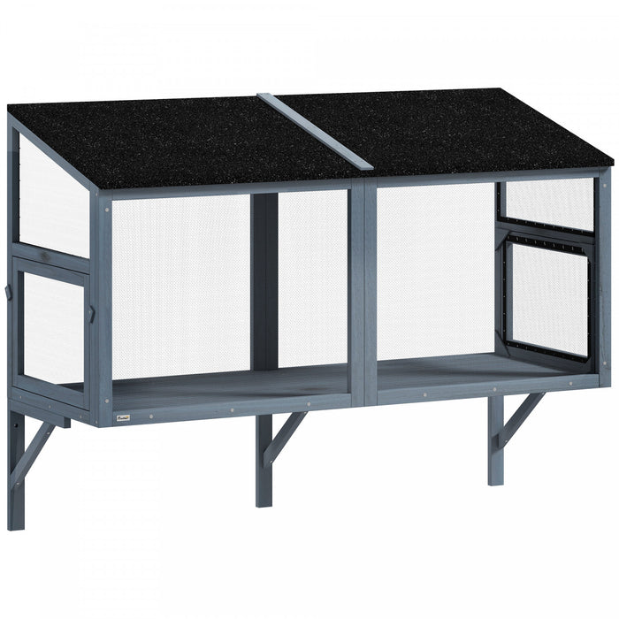 PawHut Bug Proof Window Cat Catio, Outdoor Cat House w/ Metal Mesh, Outdoor Enclosure for Indoor Pet, Expandable Safe Window Perch for Sunbathing, Napping & Overlooking, 51.2\"L