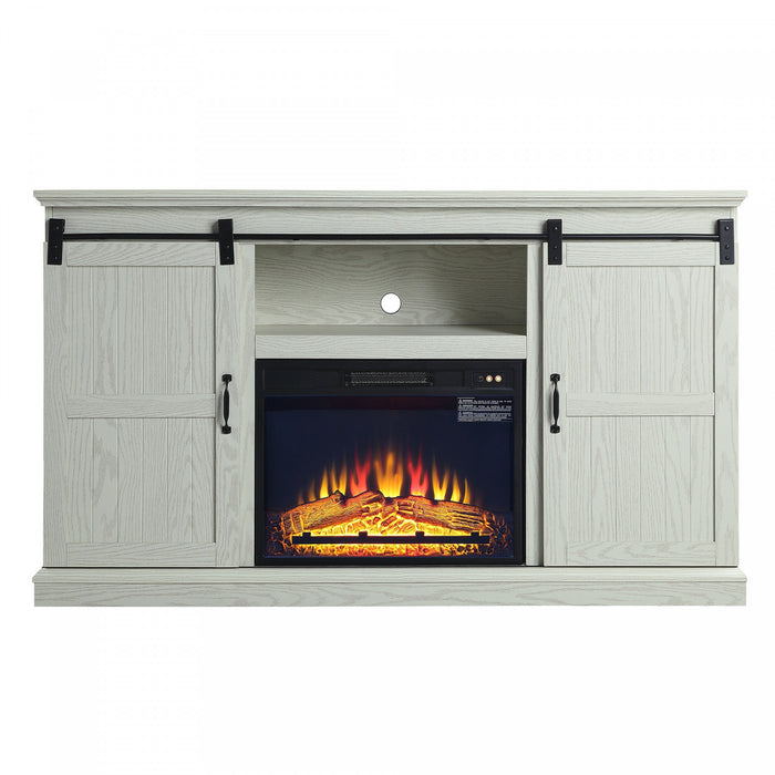 Myrtle Modern Farmhouse 2-Piece Electric Fireplace in Black and Cream Oak