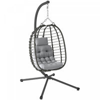 Outsunny Hanging Egg Chair with Stand, Foldable Wicker Rattan Swing Chair