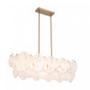 Lily 7 Light Island Light, Brushed Brass With Wispy White Murano Style Glass
