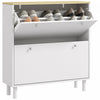 HOMCOM Narrow Shoe Storage Cabinet with Adjustable Shelves, White