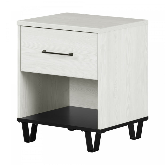 Arlen 1-drawer Nightstand - White Pine And Black Matte 