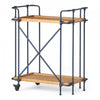 Daniel Wood And Metal Bar Cart With 2-tier Mobile Serving Storage, Antique Black