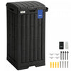 Outsunny 29 Gallon Outdoor Garbage Bin with Dual Lid and Side Holder, Waterproof Plastic Garbage Can with Drip Tray, Outdoor Waste Trash Can for Patio, Backyard, Garden, Black