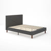 Judy Upholstered Platform Bed with Headboard in Dark Grey - Queen Size
