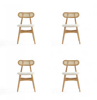 Colbert Industry Chic Cane Back Wood Upholstered Dining Chair in Natural - Set of 4