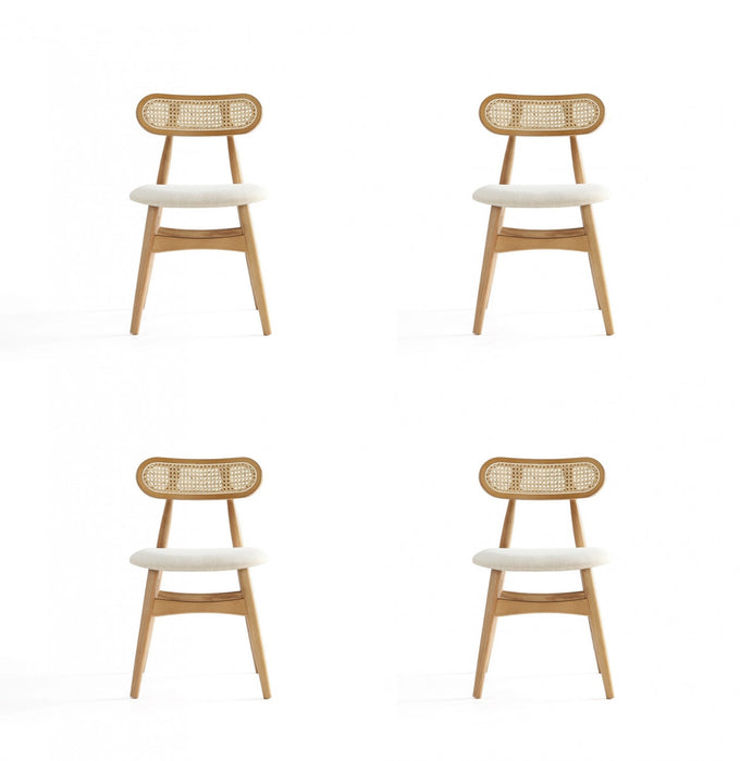 Colbert Industry Chic Cane Back Wood Upholstered Dining Chair in Natural - Set of 4