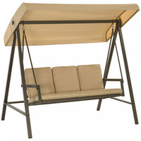 Outsunny 3 Seater Patio Swing Chair, Outdoor Swing Seat, Beige