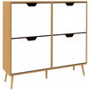 HOMCOM Shoe Cabinet with 4 Flip Drawers and Adjustable Shelves, Natural