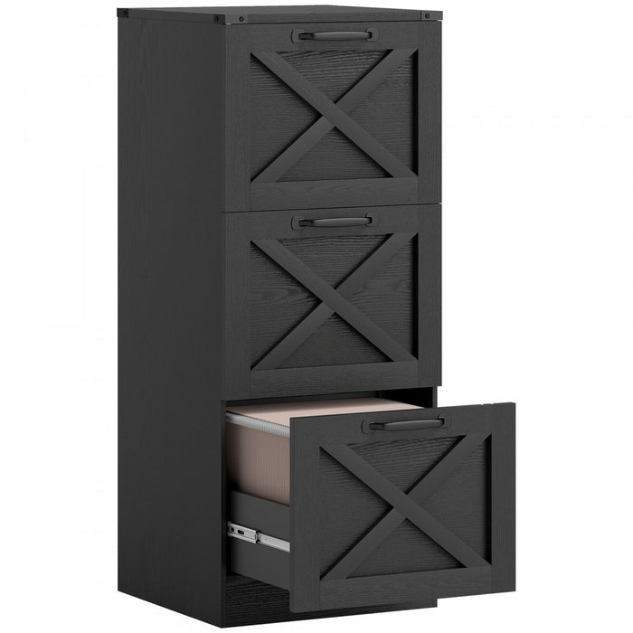 HOMCOM 3 Drawer File Cabinet, Filing Cabinet Fits Letter/A4 Size, Black