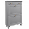 HOMCOM Narrow Shoe Cabinet w/ 2 Flip Drawers, Shoe Storage Cabinet, Grey