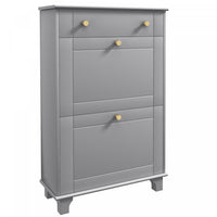 HOMCOM Narrow Shoe Cabinet w/ 2 Flip Drawers, Shoe Storage Cabinet, Grey