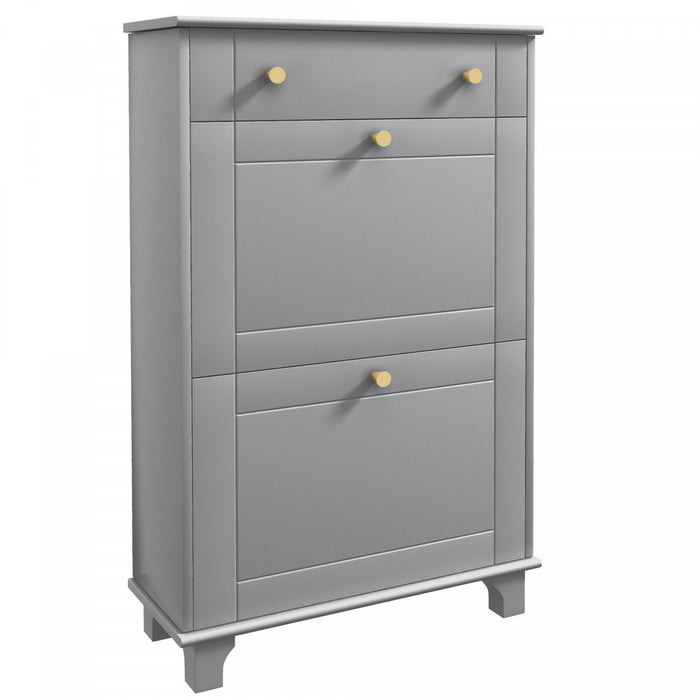 HOMCOM Narrow Shoe Cabinet w/ 2 Flip Drawers, Shoe Storage Cabinet, Grey