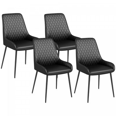 HOMCOM Dining Chairs Set of 4, PU Leather Kitchen Chairs with Steel Legs