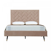 Crosby Modern Upholstered Velvet Queen Bed in Nude 
