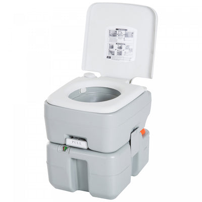 Homcom Outdoor Portable Travel Toilet Flushable Tank With Level Indicator