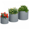 Outsunny Set of 3 Flower Pots, Flower Pots with Drainage Holes