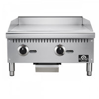 FORNO Commerciale 24 Inch Gas Griddle, 2 Burners, 60,000 BTUs, Stainless Steel - FCMGG0055-24