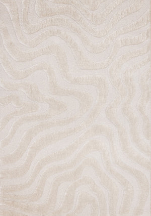 Lincoln Modern Luxurious Plush White Curves Area Rug - 7'10