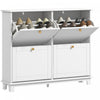 HOMCOM Narrow Shoe Cabinet with 4 Flip Drawers 5 Legs for Entryway White