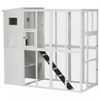 Pawhut Large Catio Outdoor Cat Enclosure Weatherproof Cat House With Cat Condo, Indoor Wooden Cat Ca