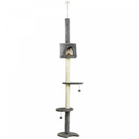 Pawhut 4-tier Floor To Ceiling Cat Tree, Tall Cat Tower With Scratching Post, Plush Padding, Toy Bal