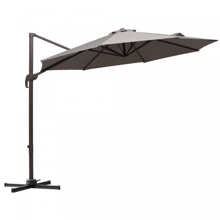 Outsunny 10ft Cantilever Patio Umbrella With 360° Rotation, Grey