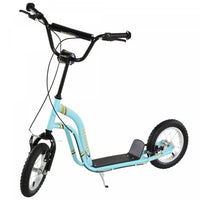 Aosom Youth Kick Scooter With 12'' Inflatable Rubber Wheel, Teens Scooter For Kids 5+ Year Old With 